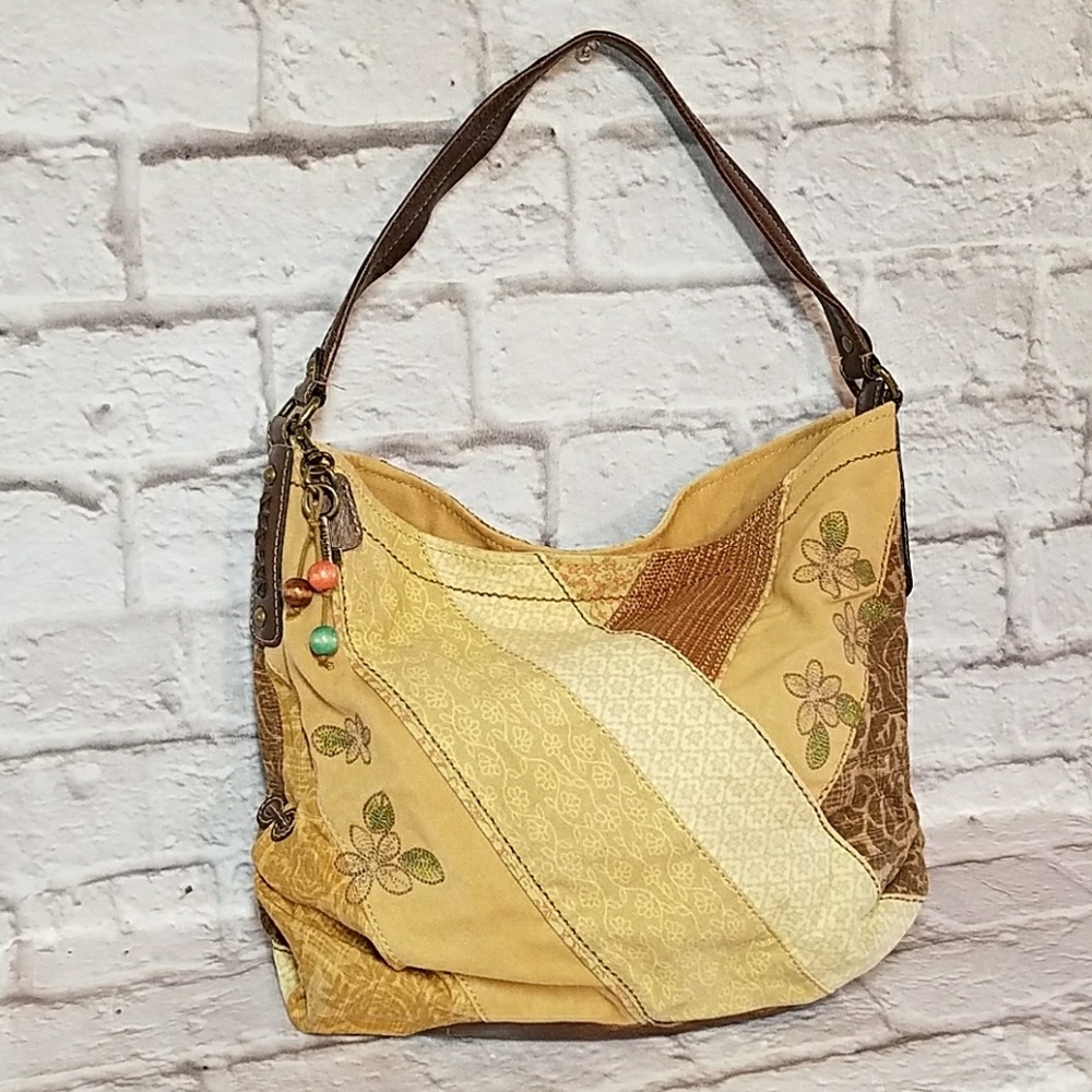 Large Fossil Canvas Purse with Key Fob